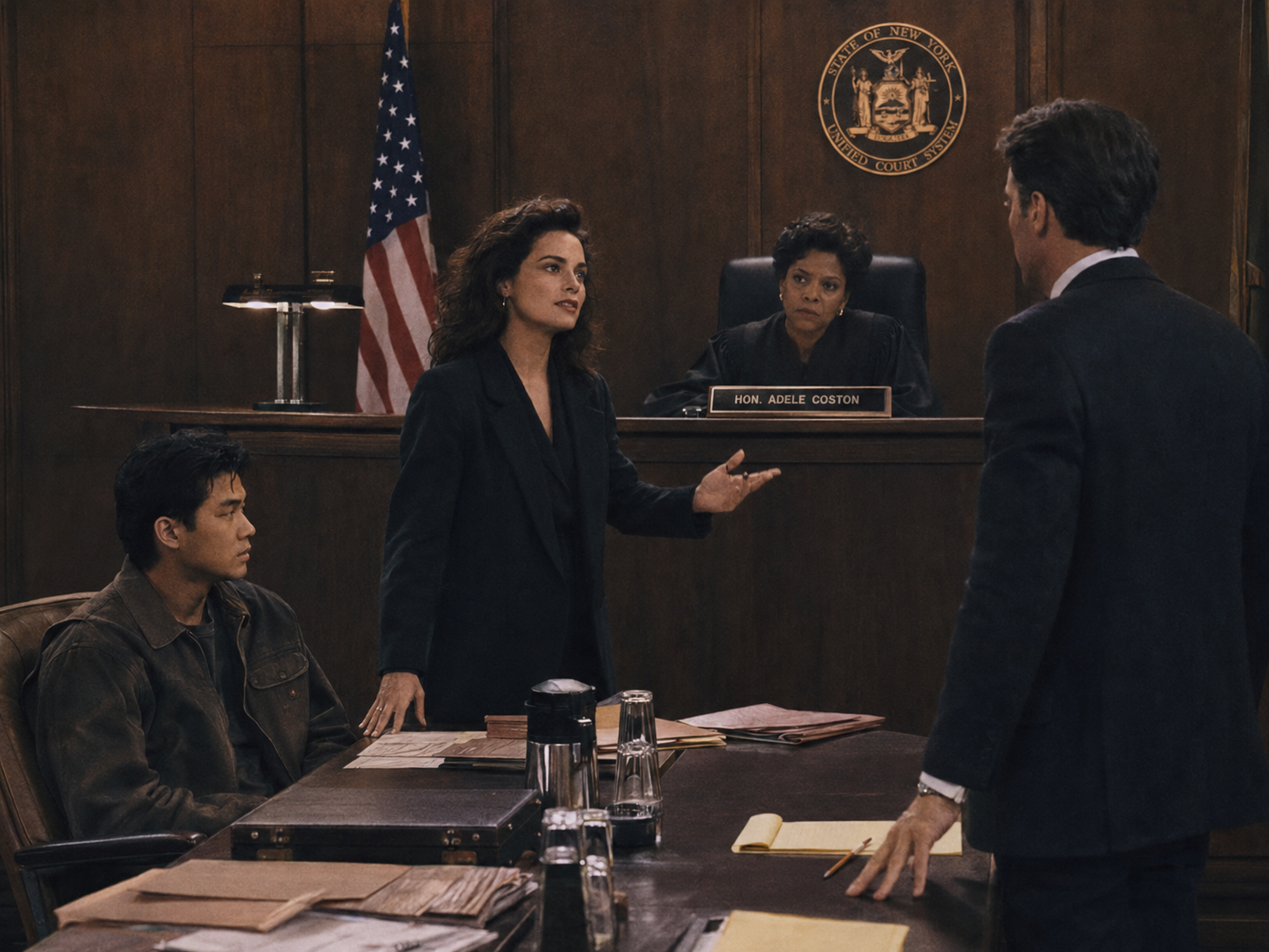 Nora Vance argues in night court before Judge Coston